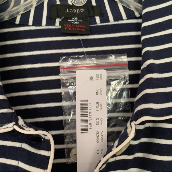 J. Crew Dreamiest Long-Sleeve PajamaT Top Striped Navy Blue - Image 3