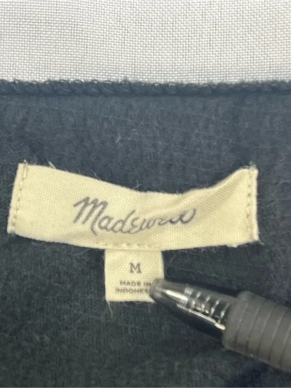Madewell Black Ruffle Sleeve Peplum Top Square Neck Knit Shirt Medium - Image 7
