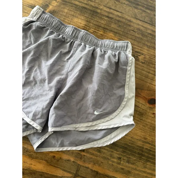Nike Dri-Fit Lined Athletic Shorts Womens SMALL Stretchy Drawstring Grey - Image 2