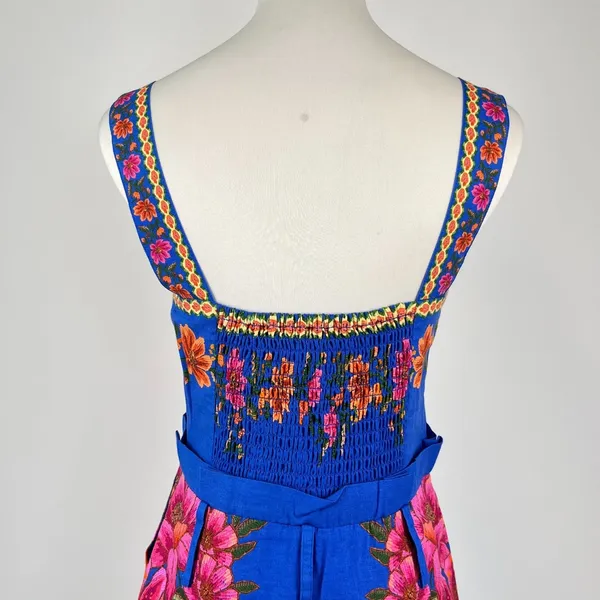 NWOT Farm Rio Linen Blend Floral Print Romper Size XS - Image 8