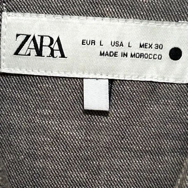 Zara Women ZW Collection Cropped Top L Gray Cotton Linen Boxy Minimalist Coastal - Image 5