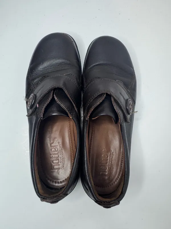 Hotter 'Sugar' Brown Leather Loafers Size 7 Black - Image 3
