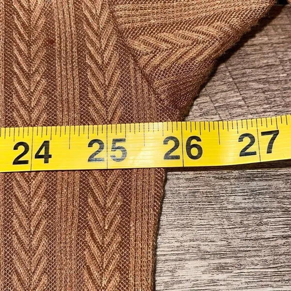 Pink Lilly Womens Knit‎ Herringbone Textured Button Front Blouse Chestnut Medium Brown - Image 7