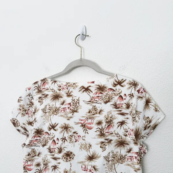 [Abercrombie & Fitch] Tropical Toile Print Sweetheart Neck Crop Top Size Large L - Image 6