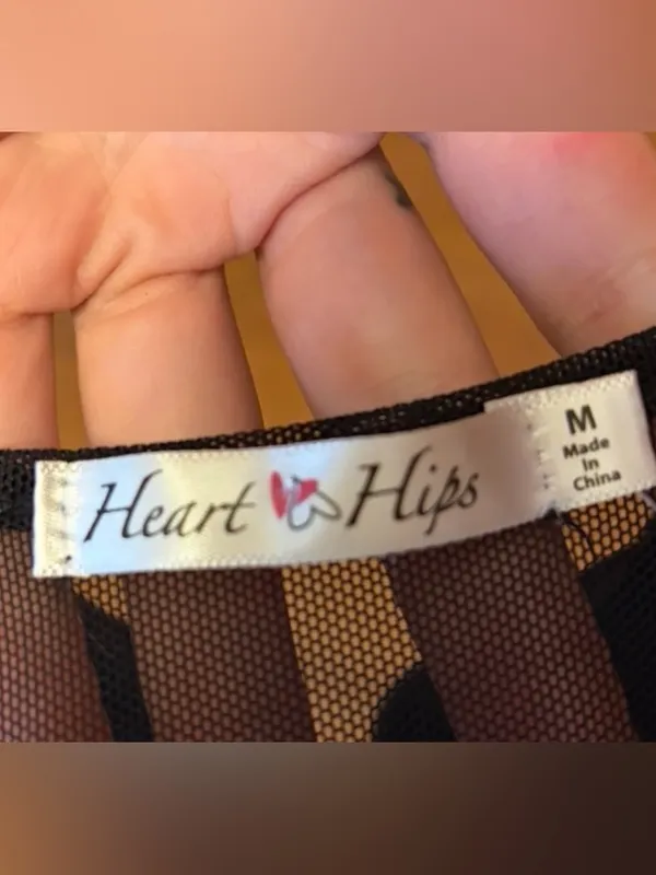 5/$25‼️Heart Hips Black Sheer Short-Sleeve Cropped Mesh Button Top - Image 5