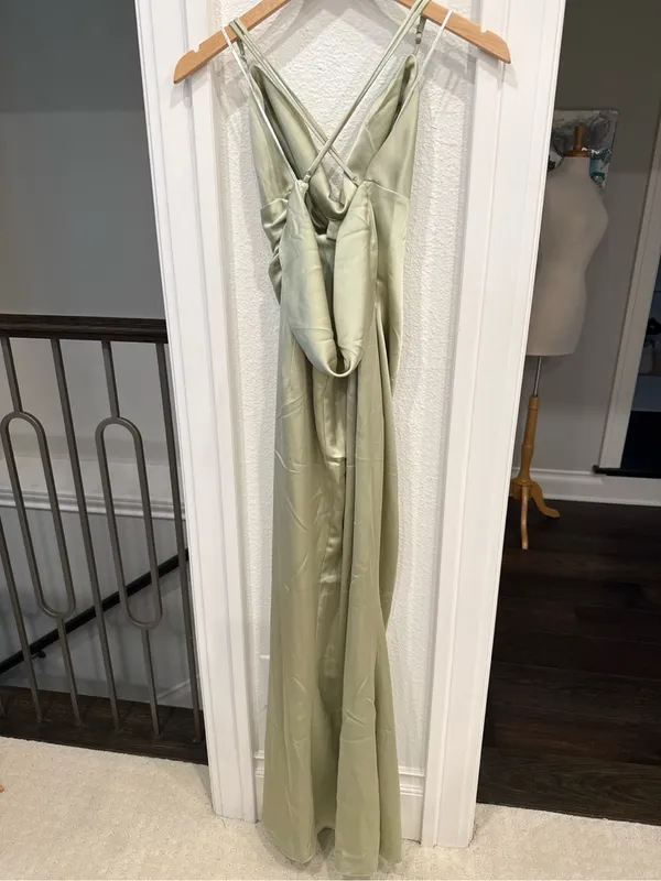 Katie May Ryder Sage Satin Cowl Neck Maxi Dress L - Image 5
