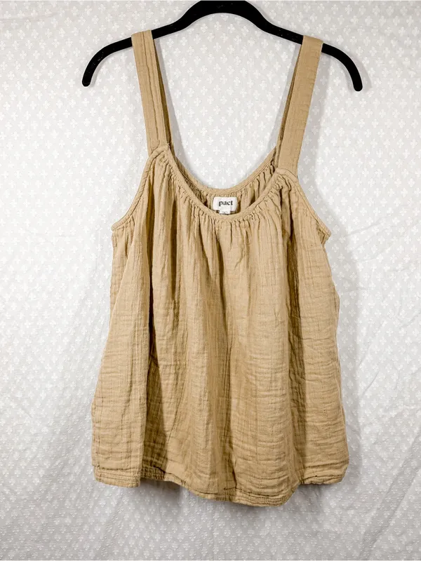 Pact Olive Green Organic Cotton Coastal Double Gauze Breezy Tank Top - Image 2