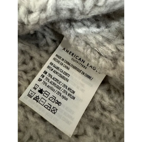 American Eagle Sweater‎ Chunky Knit Cropped Women's Small Gray - Image 4