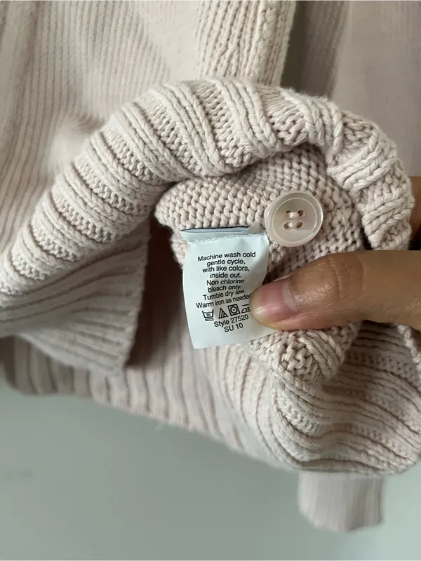 J Crew Blush Pink Asymmetrical Zip Knit Sweater Medium Minimalist Preppy - Image 3