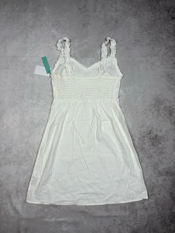 NWT Abound Linen Blend Ruffle V Neck & Strap White Mini Dress - Image 5
