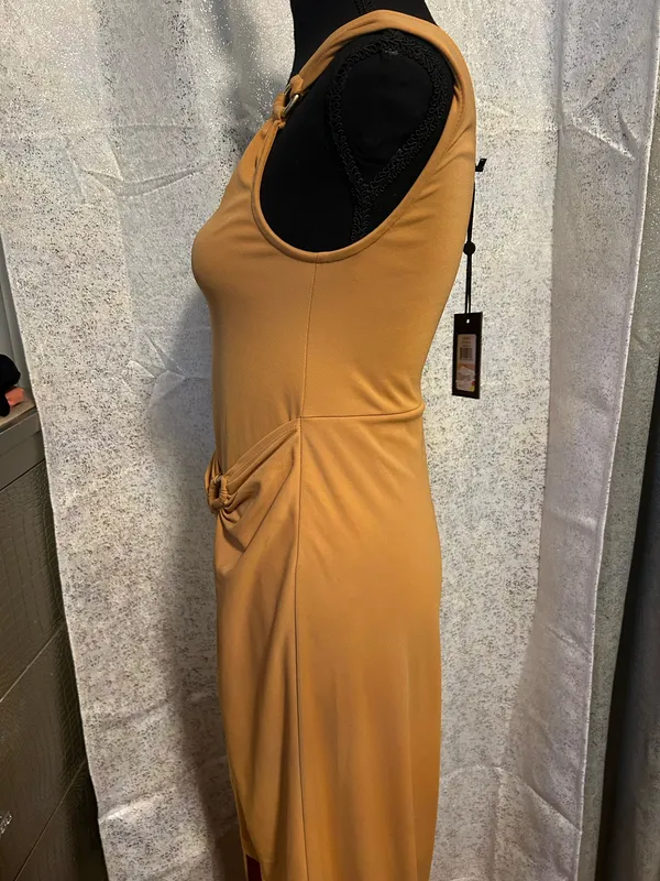 DKNY one shoulder dress in Saddle Tan  - Image 6