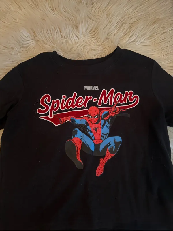 Marvel Black Spider-Man Graphic Crop Top with Red & Blue Print - Image 5