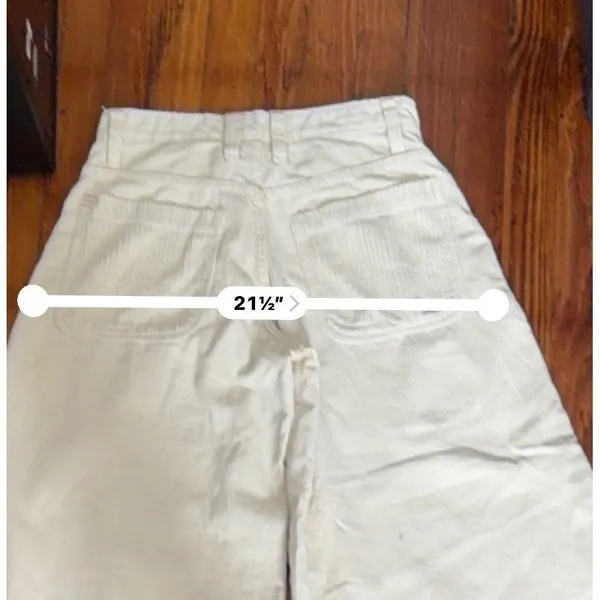 BDG Urban Outfitters Cream Corduroy Wide Leg Skate Carpenter Pants 28 waist sz 4 - Image 3