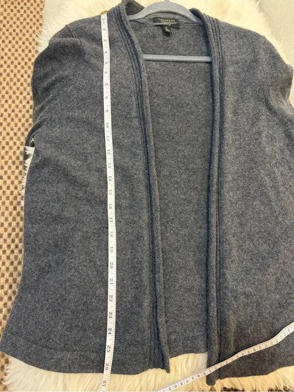Charter Club 100% Cashmere Open Front Cardigan Sweater Gray Charcoal XL - Image 8