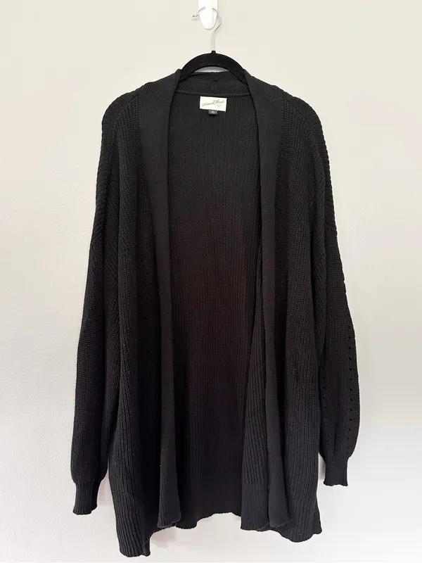 Universal Threads Black Textured Knit Open-Front Cardigan XL - Image 2