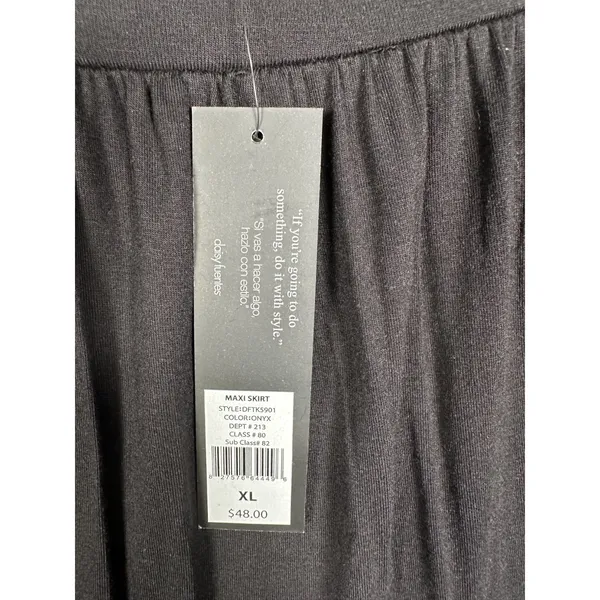 New Daisy Fuentes Maxi Skirt Black XL Womens Pull On Elastic Waist Stretch‎ Thin - Image 5