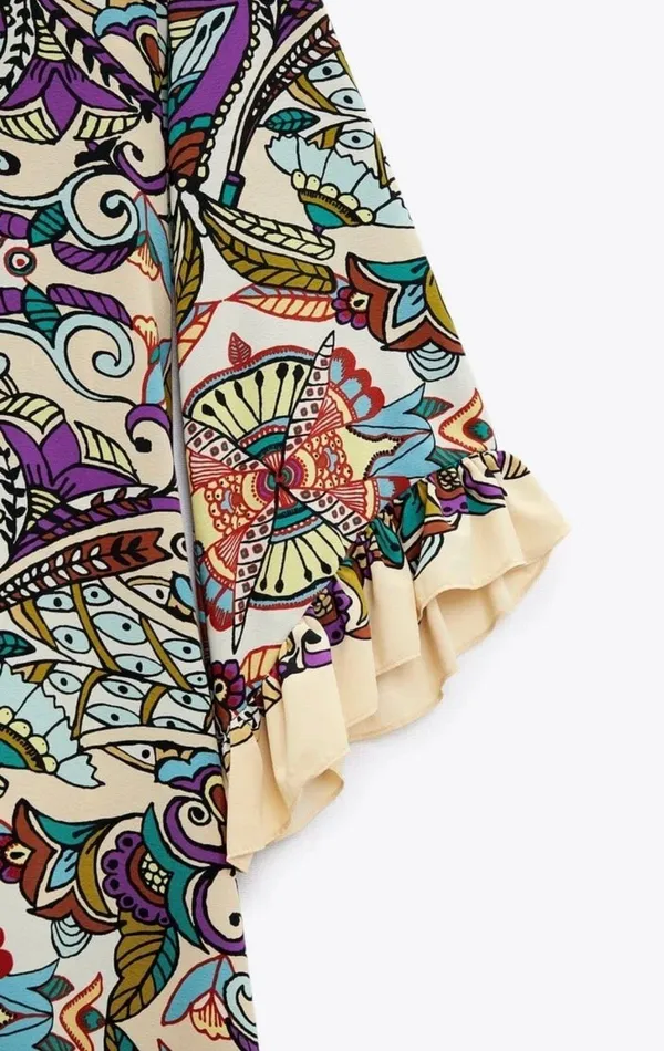 Zara Bohemian ruffled Patterned Maxi Dress casual summer vacation - Image 8