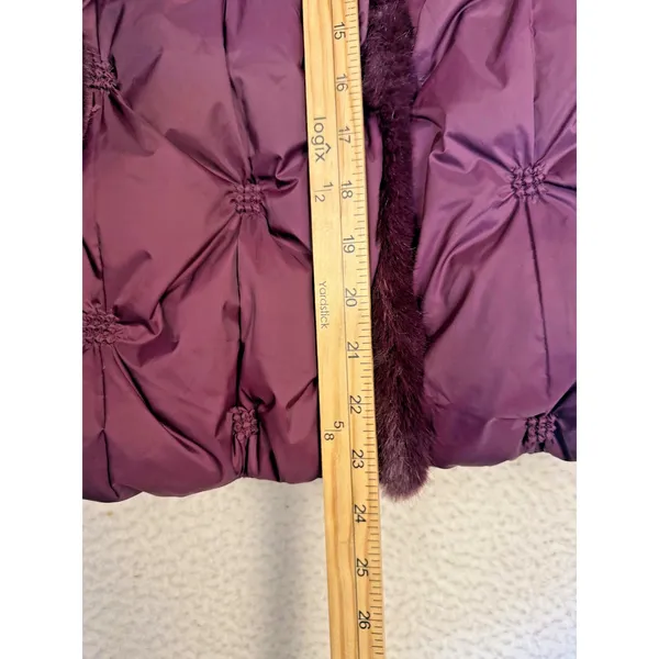 Chicos Vest Womens 2/Large Purple Quilted Fur Trim‎ Snap Winter NEW - Image 7