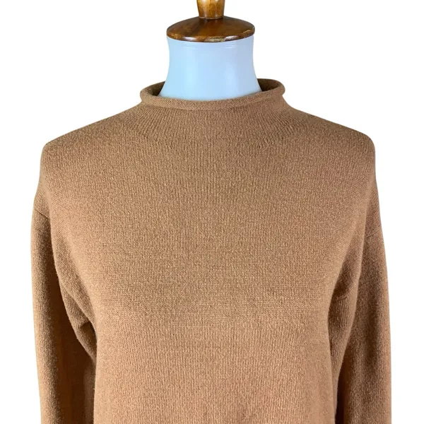 Moth Tan Mock Neck Pullover Sweater Long Sleeve‎ Ribbed Hem Soft Knit XS - Image 2