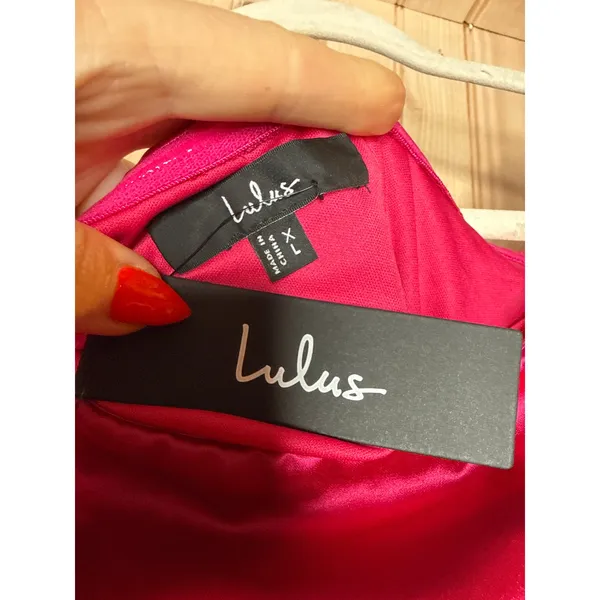 NWT Lulus Luxurious Vision Berry Pink Satin Off-the-Shoulder Mini Dress Party XL - Image 5
