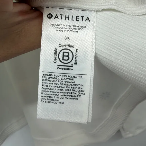 Athleta White Ribbed Full Zip Jacket Mock‎ Neck Thumbholes Plus Size 3X - Image 6
