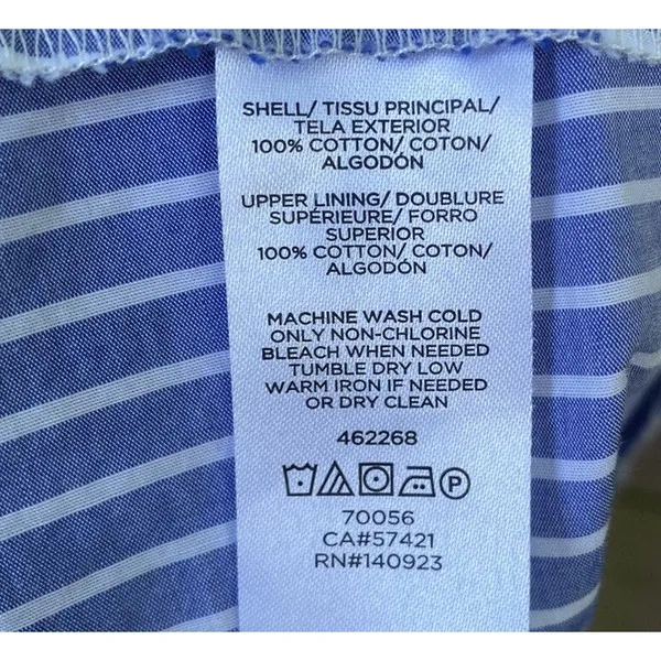 Loft Nautical Coastal Euro Summer Blue White Striped Sleeveless Maxi Dress Size M - Image 8