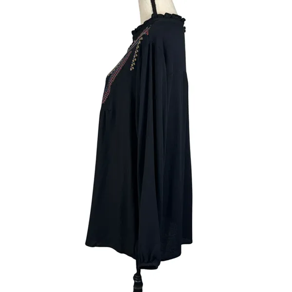 Torrid SZ 2 (2X-Large) Tunic Top Embroidered Ruffled Neck Long Balloon Sleeves - Image 8