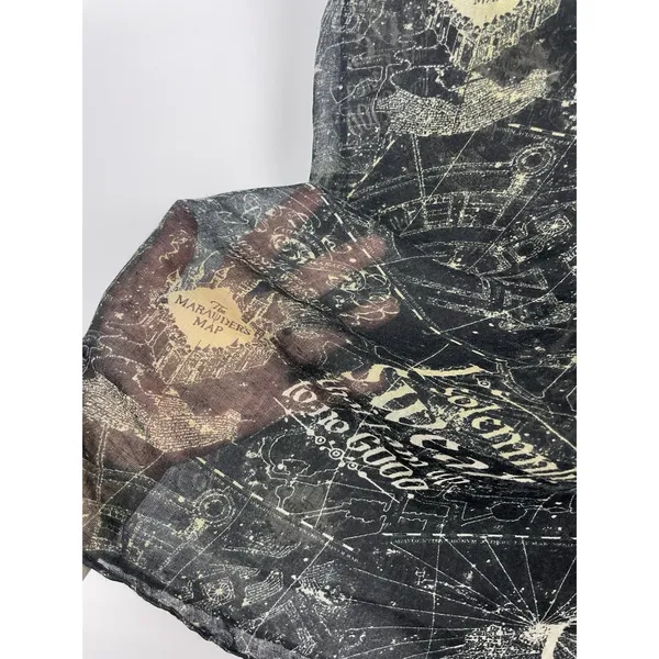 Harry‎ Potter Marauders Map Black Tan Infinity Sheer Scarf by Bioworld OS - Image 6