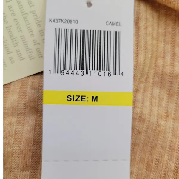 Ribbed Mock Neck Top Womens Puff Shoulder Camel‎ Tan Fall Layering New Size M - Image 7