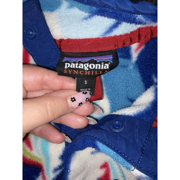 Patagonia Synchilla Snap T Fleece Pullover Women's Small Feather Dance Print - Image 4