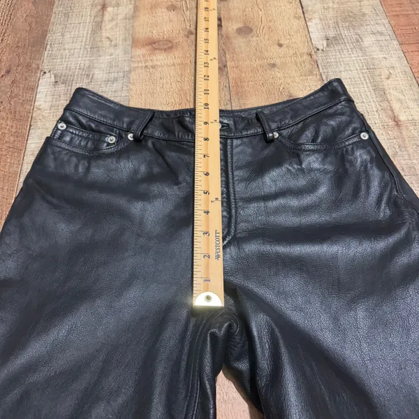 VINTAGE Tommy Hilfiger Women's Black Leather Pants Sz 6 Y2K Edgy Biker Grunge - Image 4
