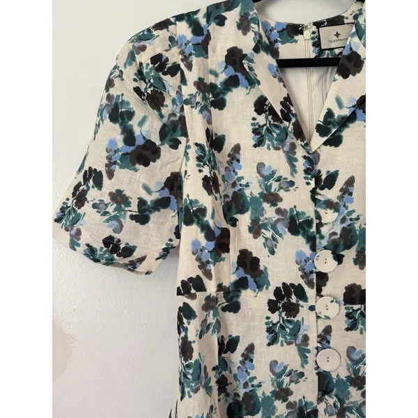NWT Tuckernuck Budding Bluebell Blue Blooms Hadley Linen Dress Size Large - Image 4