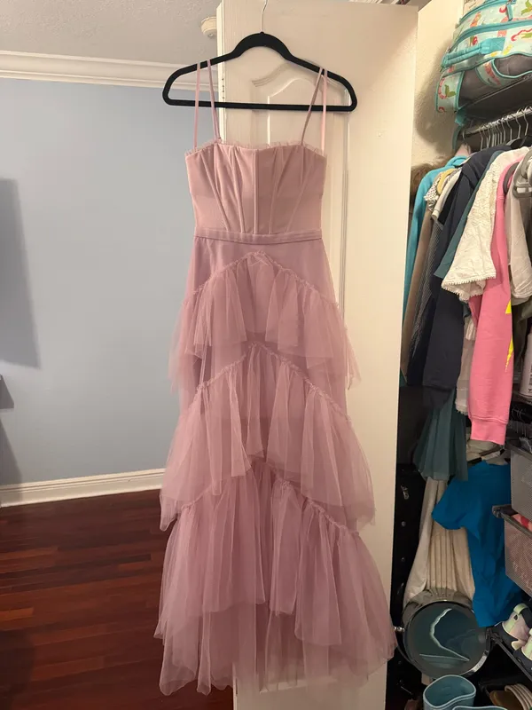 BCBGMAXAZRIA Corset Tulle Gown in Pink Tint - Image 2