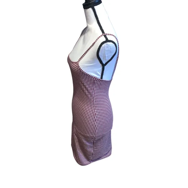 Missguided Red and White Gingham Spaghetti Strap Bodycon Mini Dress - Image 4