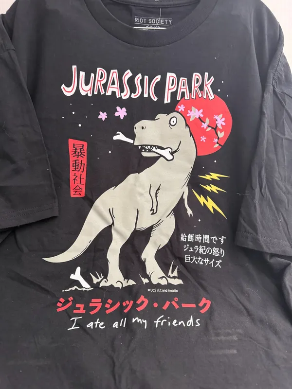 Riot Society Jurassic Park Dinosaur Black Graphic Tee - Image 2