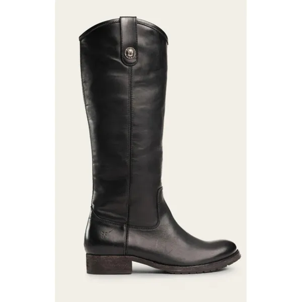 Frye Melissa Double Sole Button Lug Tall Leather Boot Women's Black Size 6 - Image 11