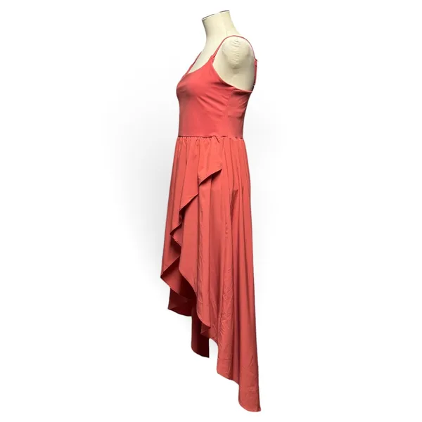 Halara Breezeful High Low Flowy Midi Quick Dry Casual Dress Kapok Red Large - Image 3
