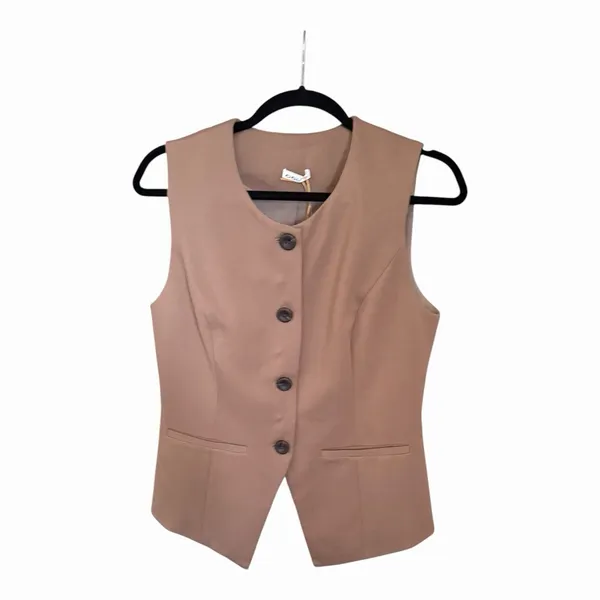 OGL Coffee Brown Longline Button Front Tailored Vest NWT Medium Menswear - Image 2