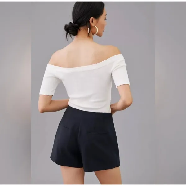 Anthropologie Maeve Tailored‎ Skort Wrap Front Side Zip Mini Pocket Navy Blue 4 - Image 2