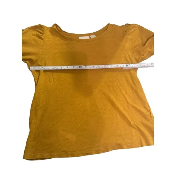 Anthropologie Maeve Mustard Golden Yellow‎ Short Sleeve Top Sz S - Image 9
