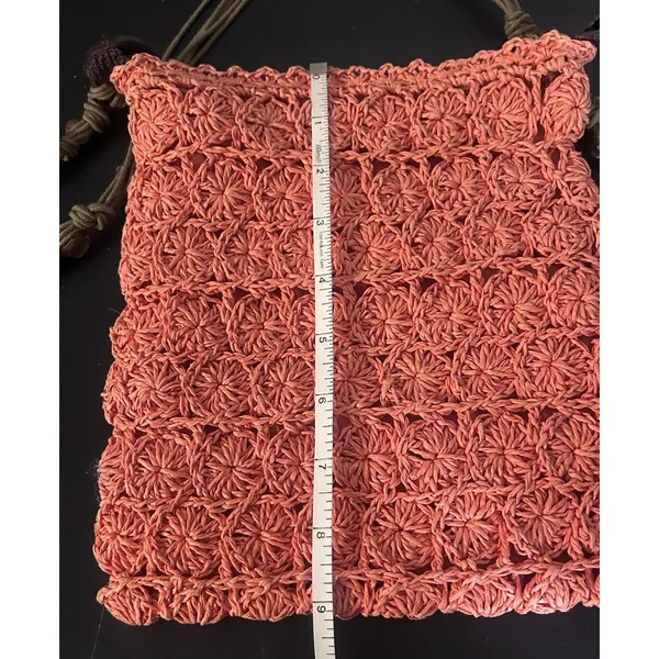 Vintage Cappelli Studio Inc Coral Crochet Macrame Shoulder Bag Beaded Boho Purse - Image 9