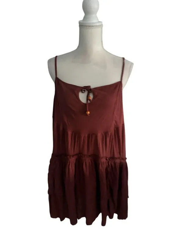 FREE PEOPLE Beach Brown Swing Dress Size Medium - Image 2
