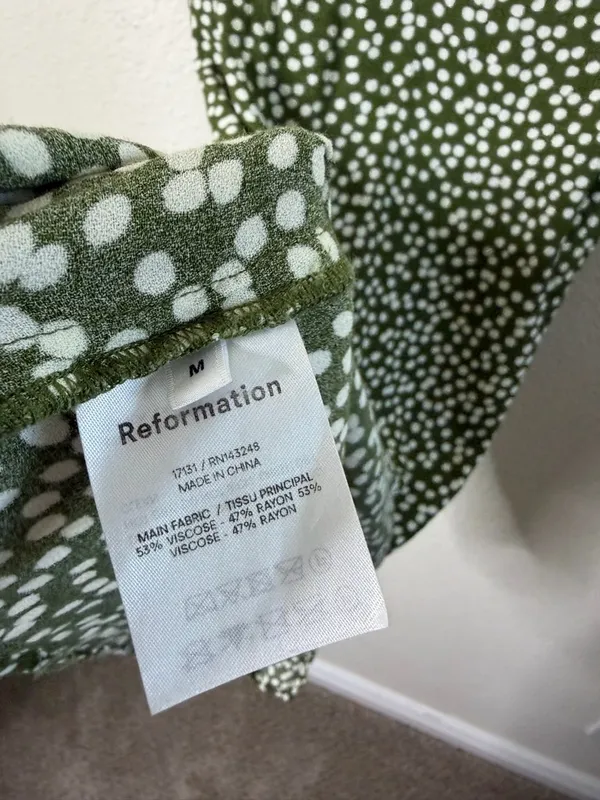 Reformation‎ Marlowe Mini Dress Green Womens Size M - Image 6