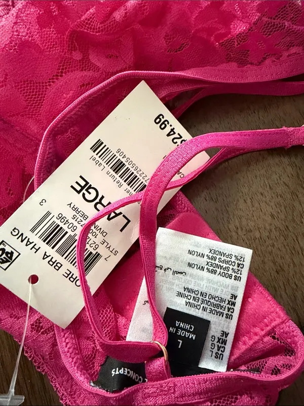 INC Sheer Lace Bralette - Berry Pink Size Large - Image 2