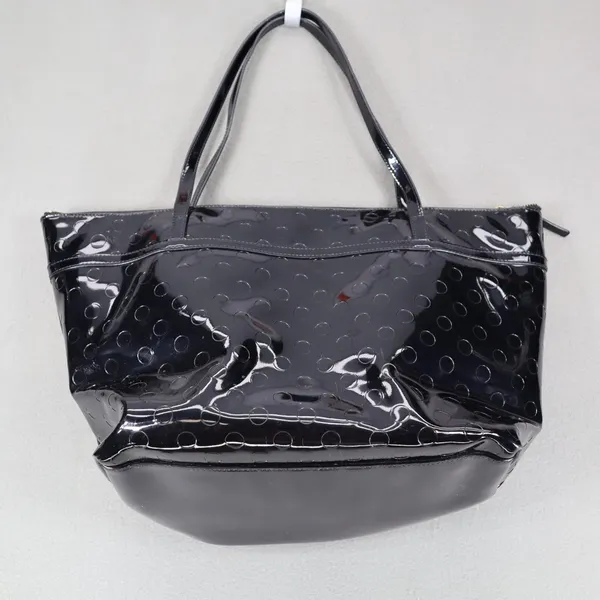 Kate Spade Sophie Camellia‎ Street Tote Bag Black Patent Leather Polka Dot Bow - Image 5