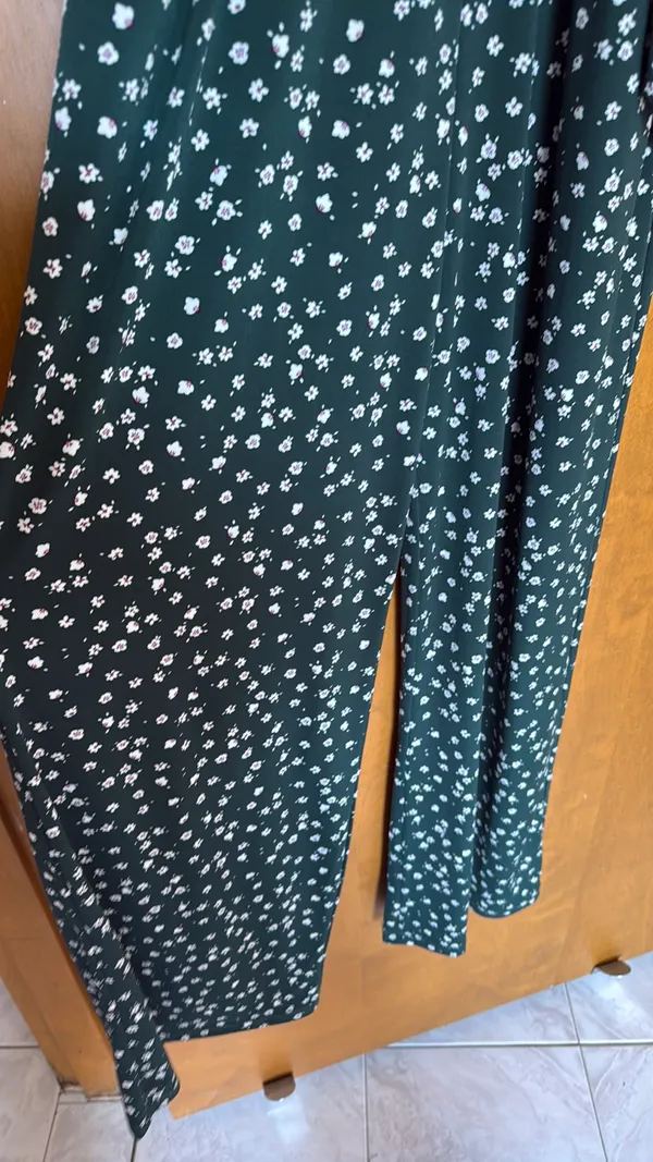 Kaileigh Jumpsuit Floral Green Dark Wide Leg Medium - Image 2