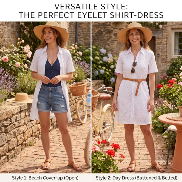 Gap Eyelet Shirt Dress‎ White Small - Image 2