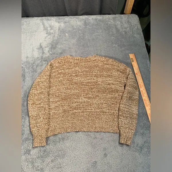 Madewell Cozy Marled Knit Sweater in Beige-Brown side buttons small - Image 10