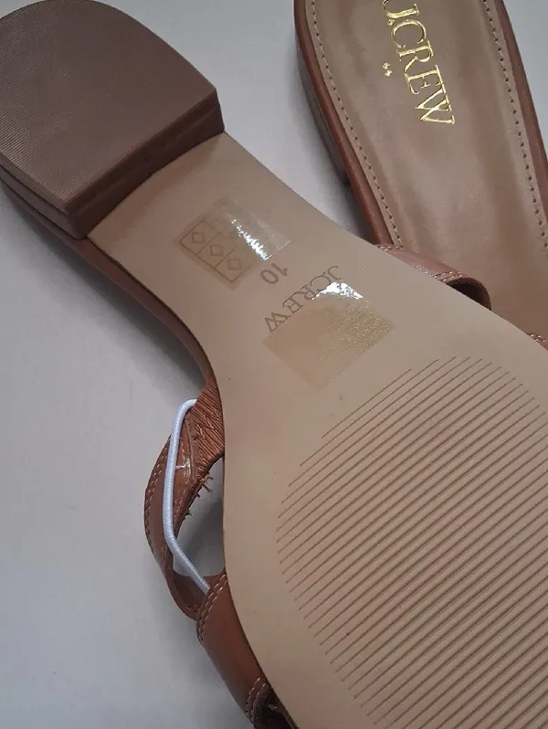 J. Crew Tan Leather Slide Mules with Gold Buckle - Image 5