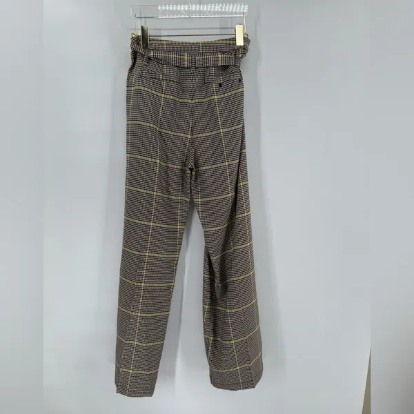 Scotch and Soda‎ brown and yellow plaid paper bag pants size medium - Image 2